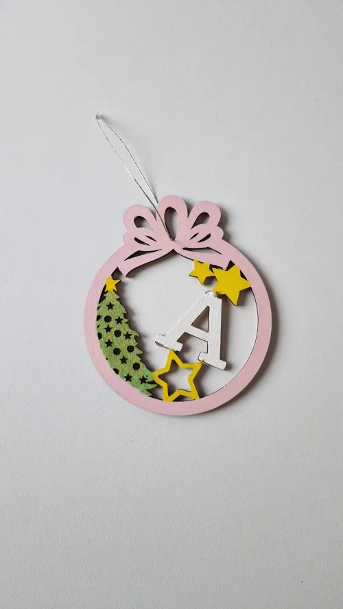 Glob din Lemn cu Inițială și Cutie Cadou